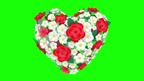 3d animation of a bouquet of flowers in the shape of a heart. romantic greeting card for the holidays valentine's day and women's day