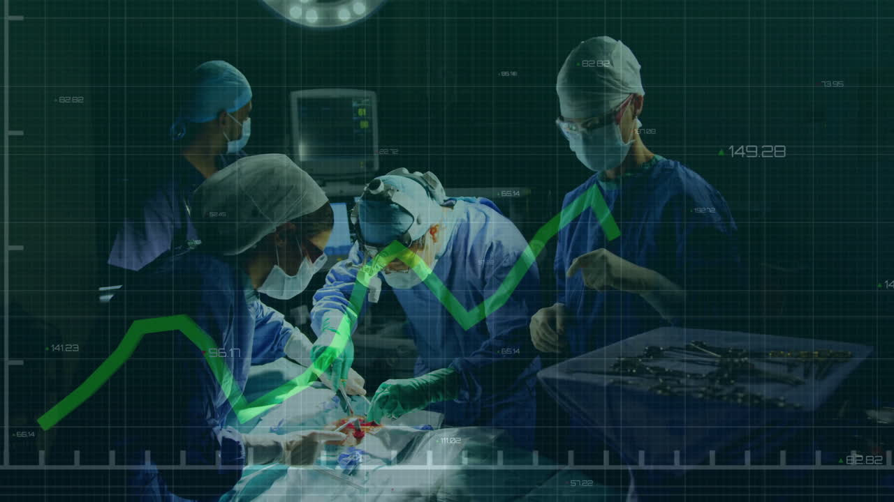 다양한 외과 의사에 대한 금융 데이터 처리의 애니메이션