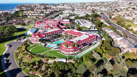 aerial view of luxury resort hotel in southern california