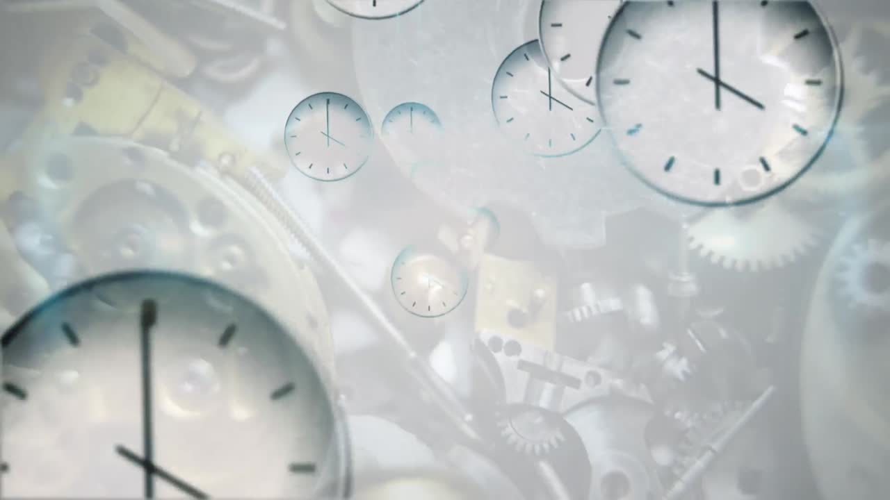 시계 메커니즘 위로 움직이는 시계의 애니메이션