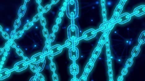 animación de bucle de tecnología de enlace de cadena de bloques de hologramas