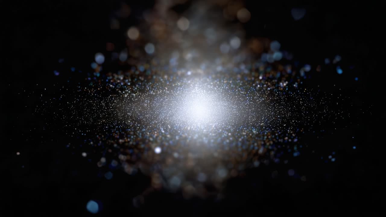 Un incredibile viaggio cosmico attraverso lo spazio, esplorando una bellissima galassia piena di stelle, nebulose e luce accecante in mezzo all'oscurità infinita dell'universo.