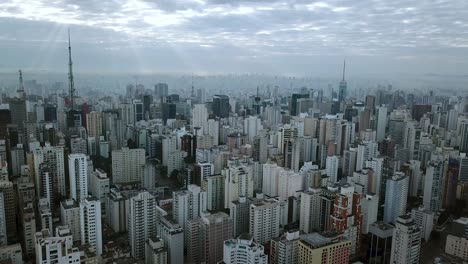 incredible aerial shot of morning in office centre downtown sao paolo and paulista avenue in brazil