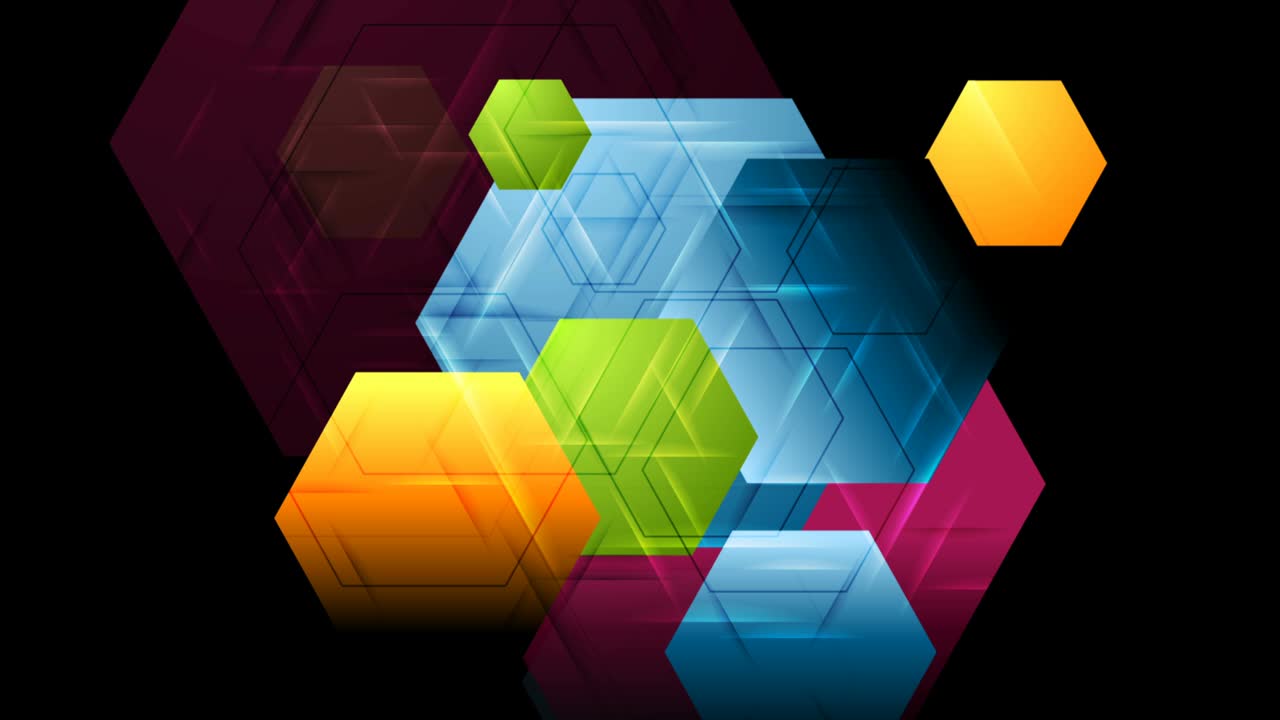 fondo de movimiento tecnológico abstracto colorido con polígonos brillantes