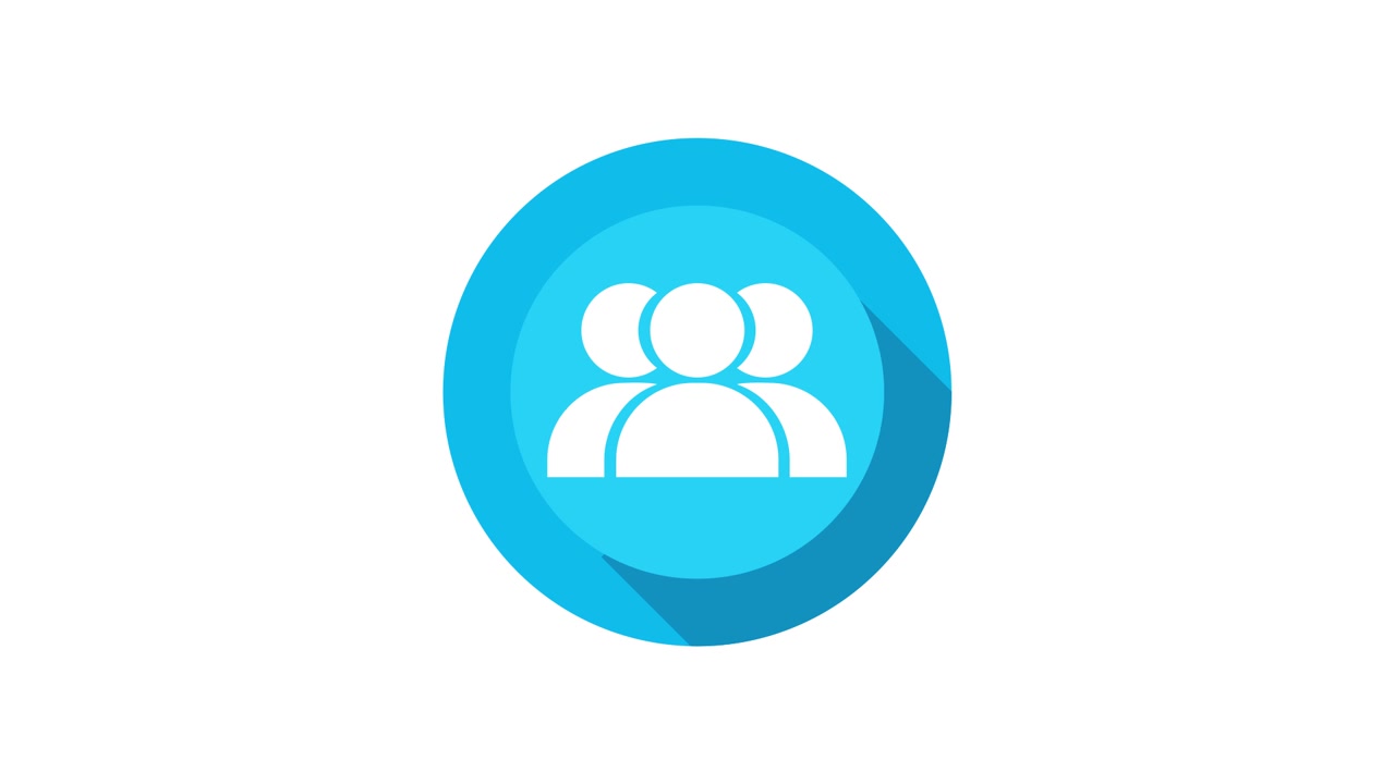 Animated People Group Icon with Long Shadow