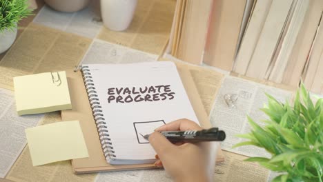 ticking off evaluate progress from checklist