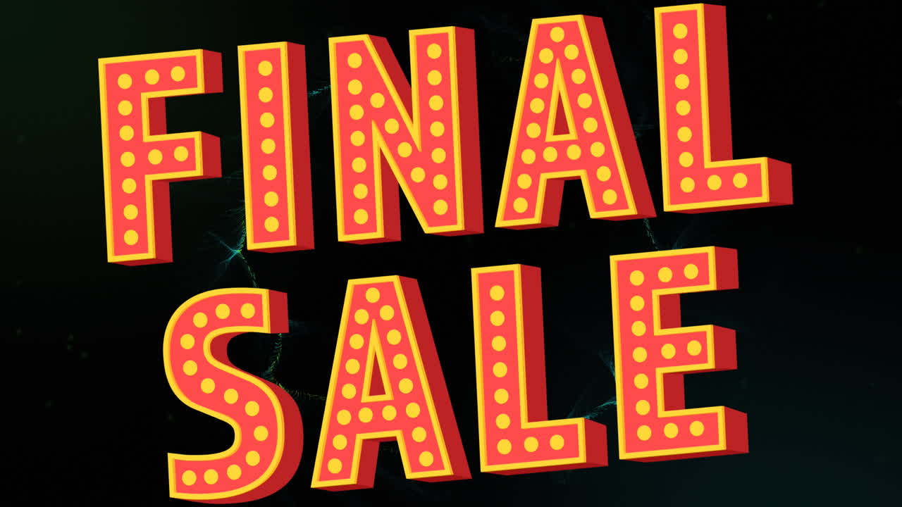 검은색 배경에 최종 판매의 애니메이션