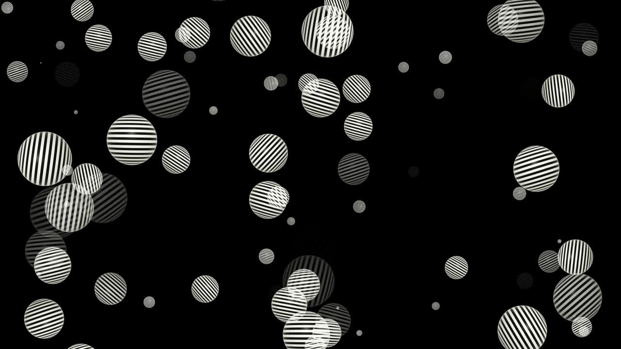 formas de esferas voladoras cortadas en 4k, fondo en bucle, fondo de color negro