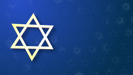 Hexagonal Star of David on blue looped background. State symbol of Israel. Animated screensaver with the sign of Judaism.