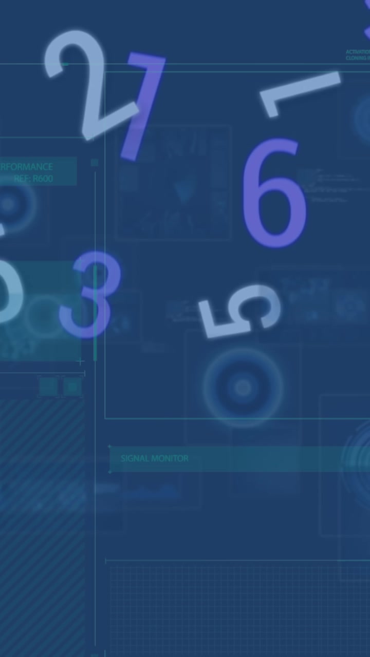 Animazione di numeri, scansione con mirino ed elaborazione dati