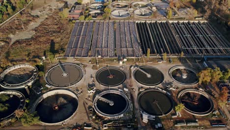 round polls in wastewater treatment plant, filtration of dirty or sewage water