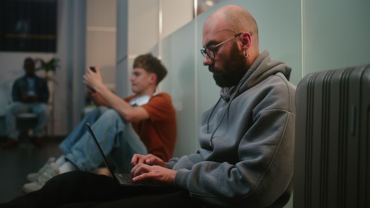 Airport Waiting Area with Travelers