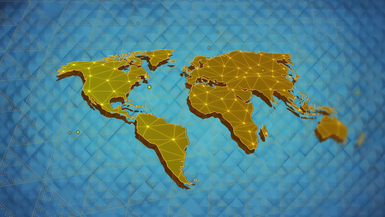 animación de la red de conexiones sobre el mapa del mundo