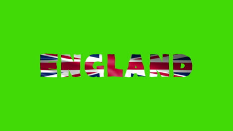 inglaterra país wiggle texto animación letras con su bandera ondeando mezclarse como una textura - pantalla verde fondo chroma clave video loopable