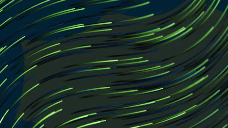 animation of glowing green and white light trails moving on black background
