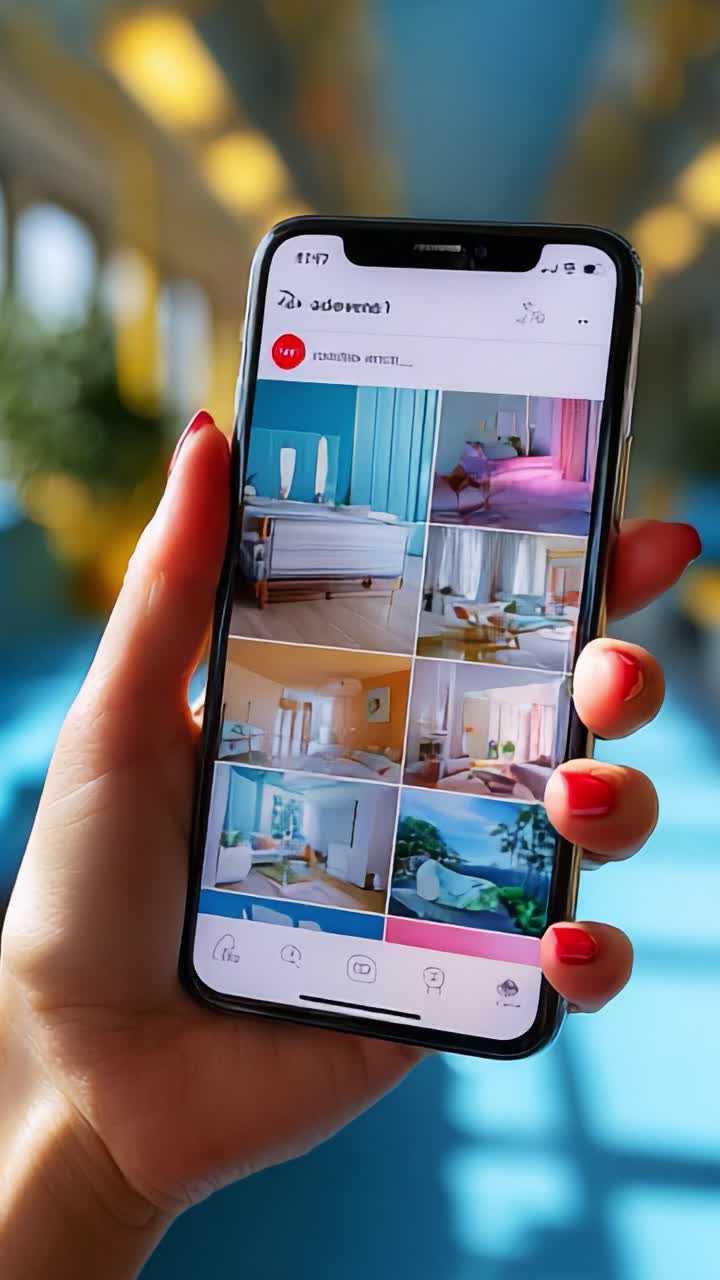 Aesthetic Phone Display Showcasing Colorful Room Designs and Creative Arrangements in an Engaging Visual Setup, Highlighting Various Styles and Themes for Inspiring Interior Decor Ideas