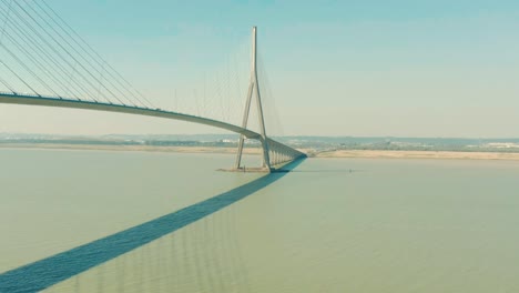 the normandy suspension bridge in france over the river seine