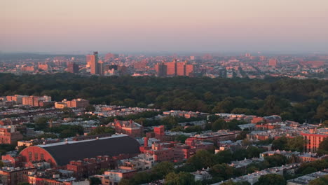 aerial view of brooklyn's prospect park at sunrise