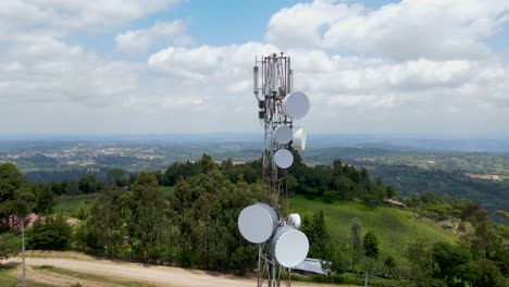 drone view of the telecommunication mask of the small village of africa town west pokot kenya africa