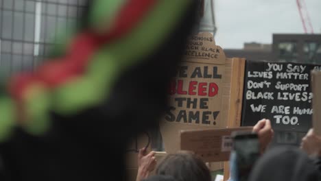 Chanting-London-BLM-Protestors-Hold-Up-Anti-Racism-Signs