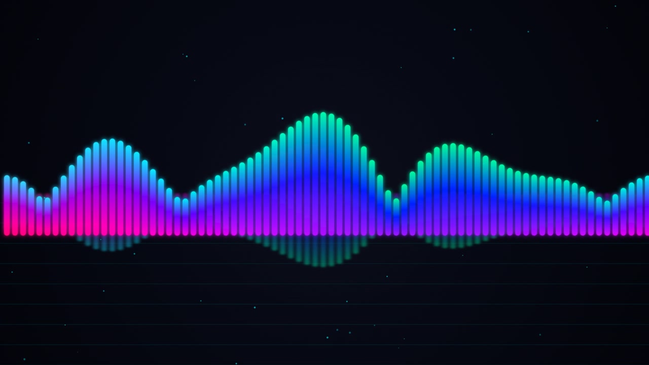 Animated Colorful Audio Waveform Visualization on Dark Background