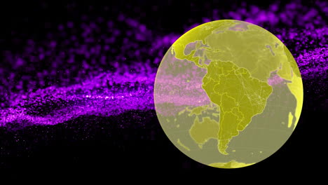 animación del globo con una red de conexiones púrpura brillante