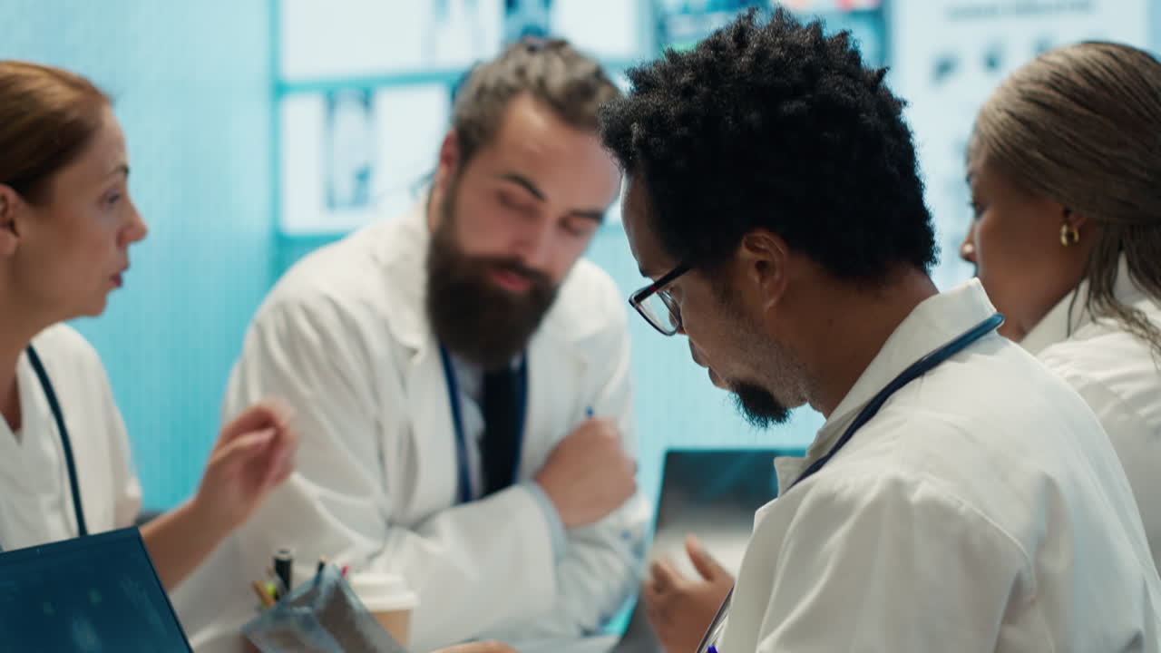 Medical team analyzing x-ray
