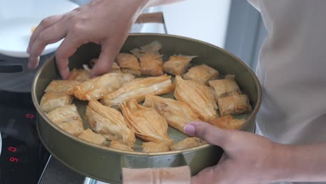 preparing delicious baklava