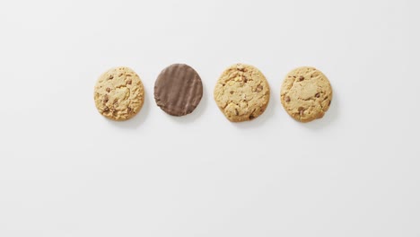 video of biscuits with chocolate over white background