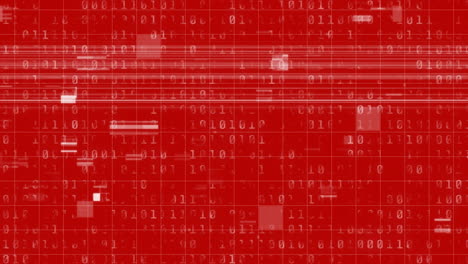 animación del efecto de falla en el procesamiento de datos de codificación binaria contra un fondo rojo