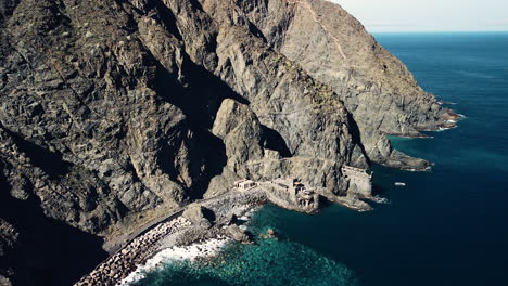 coastline buildings on a sunny day in the canary island, la gomera