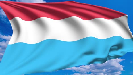 flag of luxembourg against a cloudy sky (alpha channel, loopable)