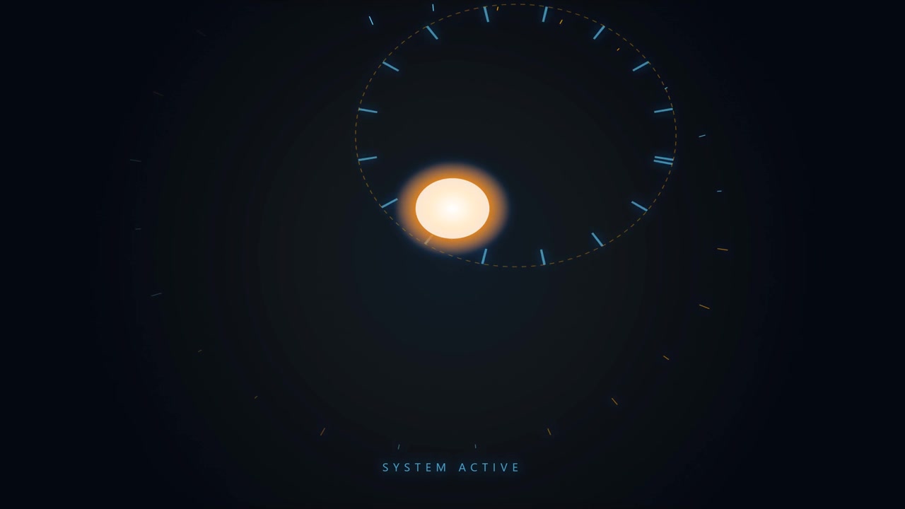 Futuristic Digital Interface with Rotating Circular HUD Elements