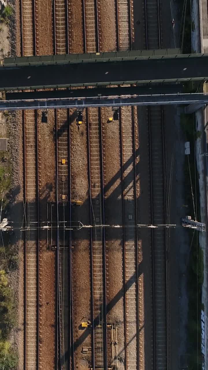 Aerial Railway tracks Vertical Video