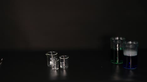 beakers with dry ice create smoke and evaporation