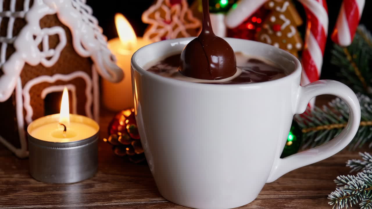 Christmas Hot Chocolate with Christmas Decorations