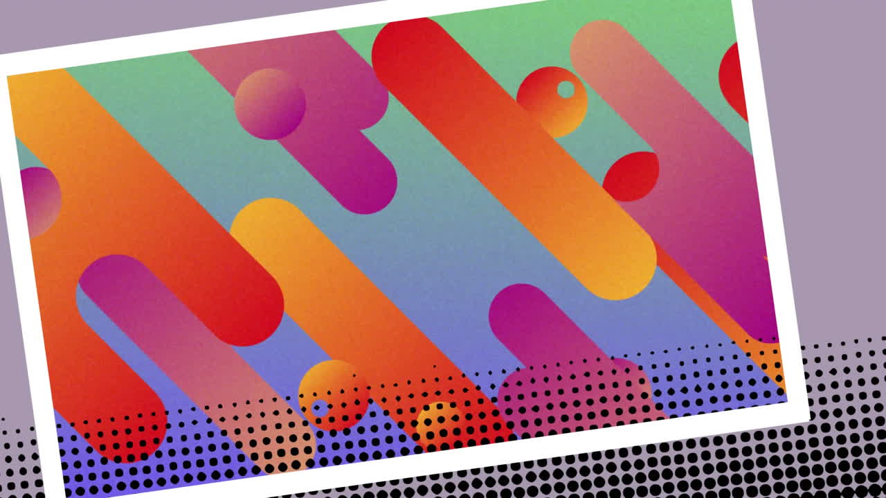 secuencia de formas coloridas en movimiento vistas en un marco blanco