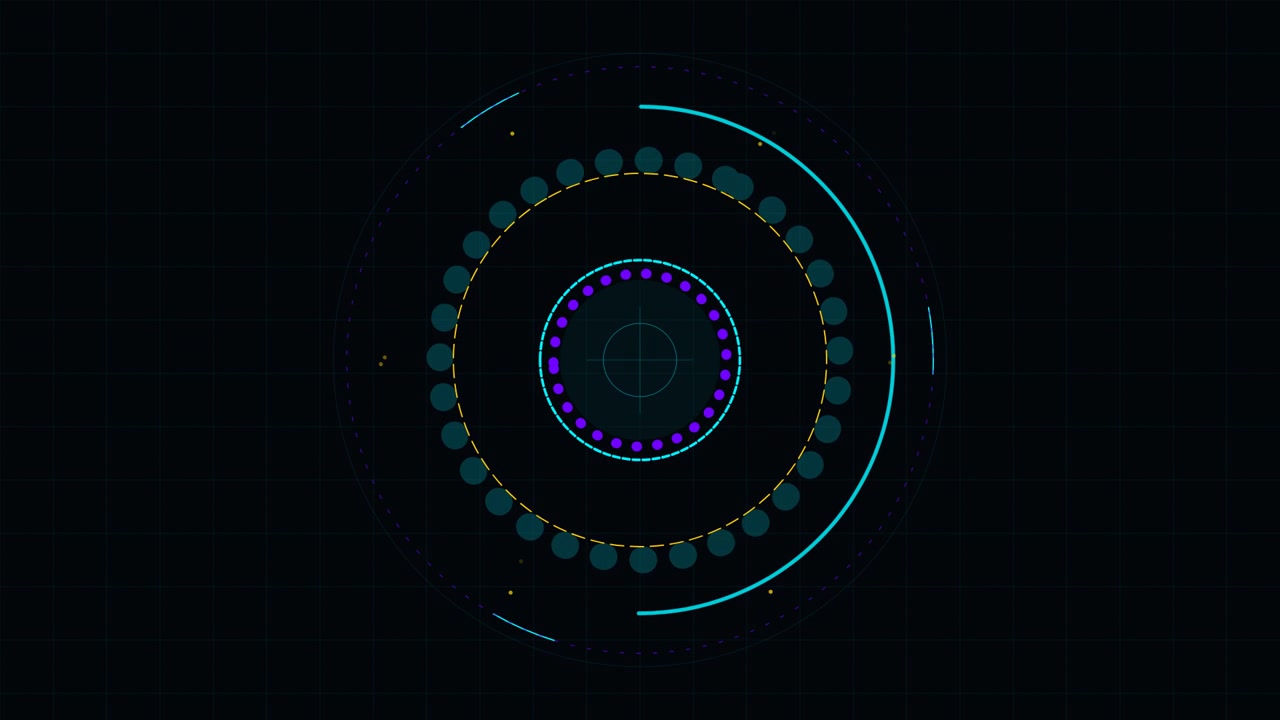Abstract Circular Digital Interface Animation on Dark Background