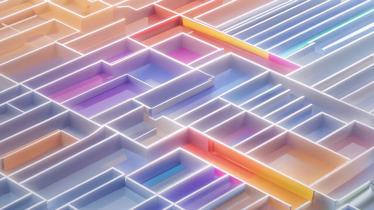 Abstract Colorful Geometric Labyrinth Pattern