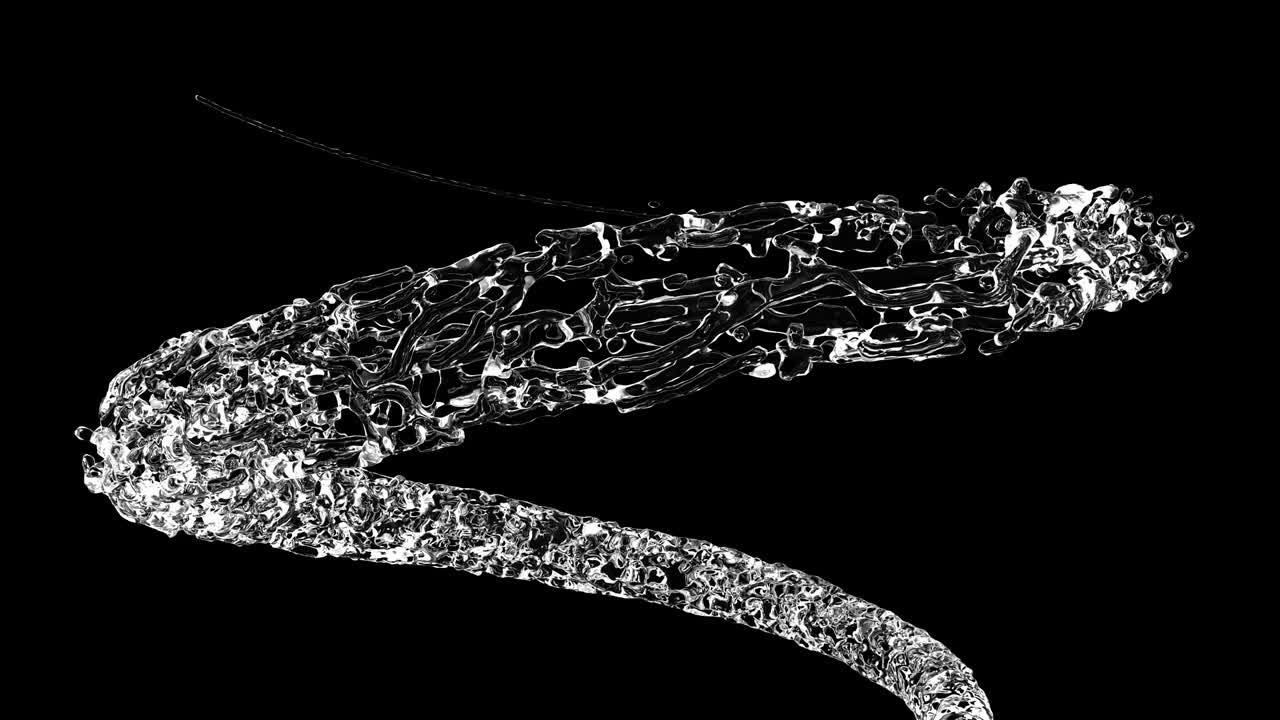 кружок брызги воды жидкость петля на черном фоне с отражениями и вращающимся потоком