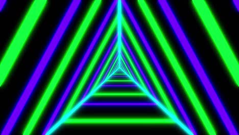 Animation-of-purple-and-green-neon-pattern-moving-in-hypnotic-motion-on-seamless-loop