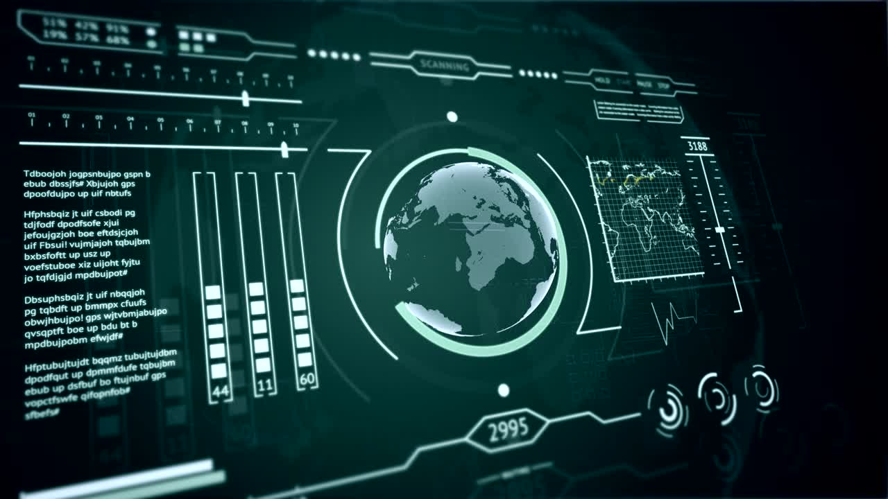 3D HUD interface display scanning of the planet Earth Blue