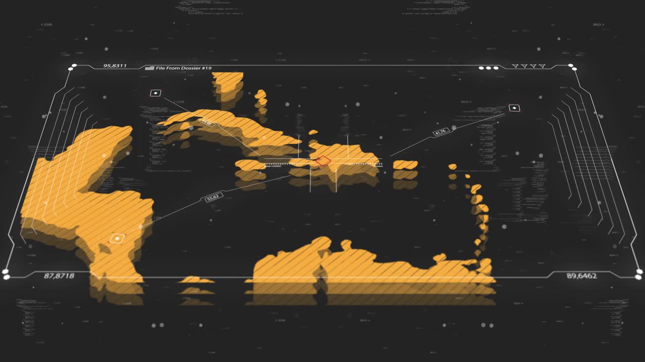 A cinematic intelligence briefing map for piracy. Great for intelligence briefs, secret missions, covert operations. 13 sec clip of a world map of Haiti. 30fps 4k