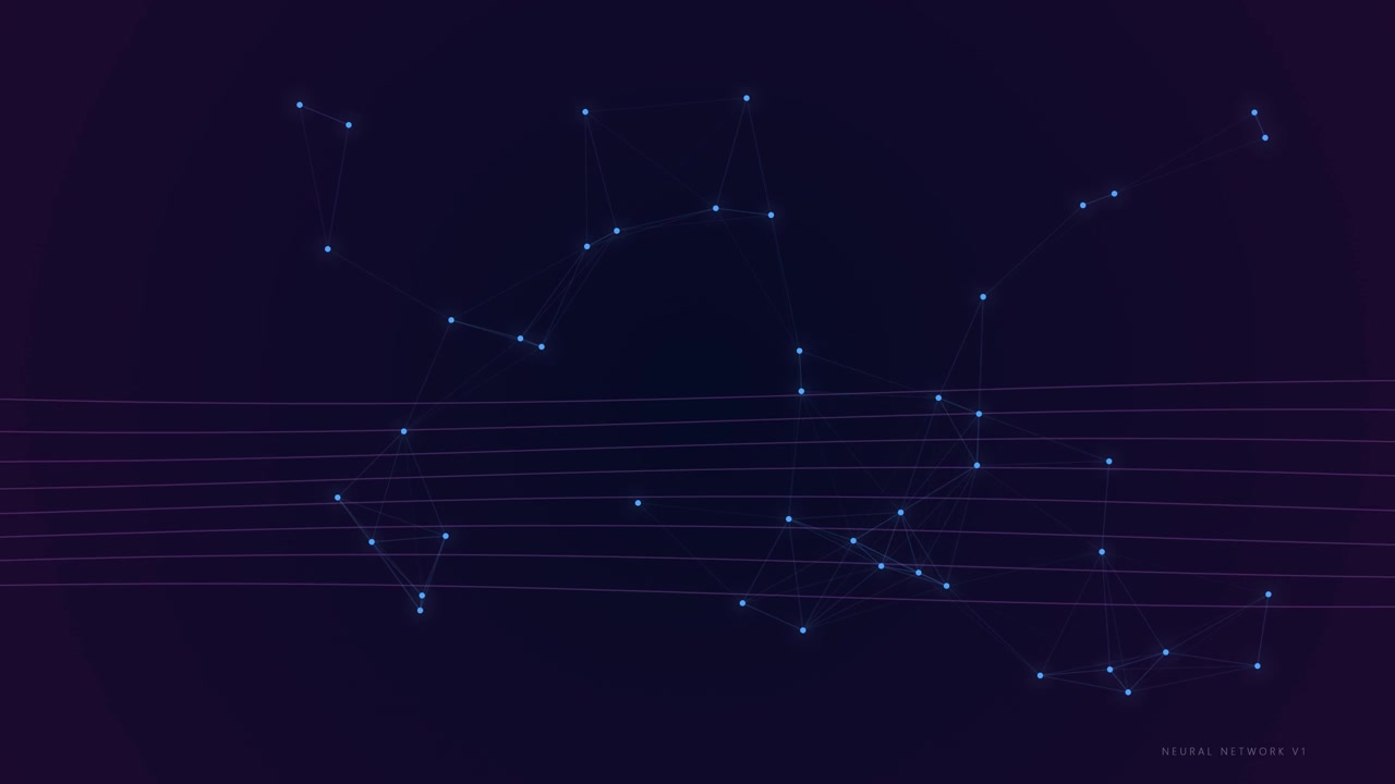 Abstract Neural Network Visualization with Glowing Nodes and Connecting Lines