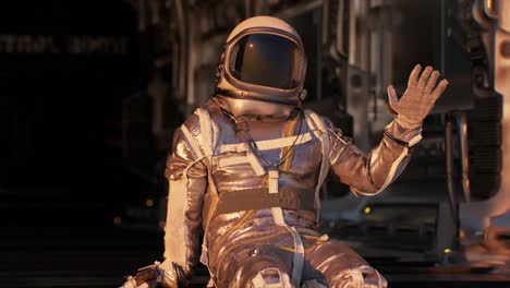 astronaut in spacesuit inside a spaceship