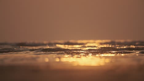 Gruppe-Von-Regenpfeifervögeln,-Die-Bei-Sonnenuntergang-In-Zeitlupe-über-Das-Meer-Fliegen