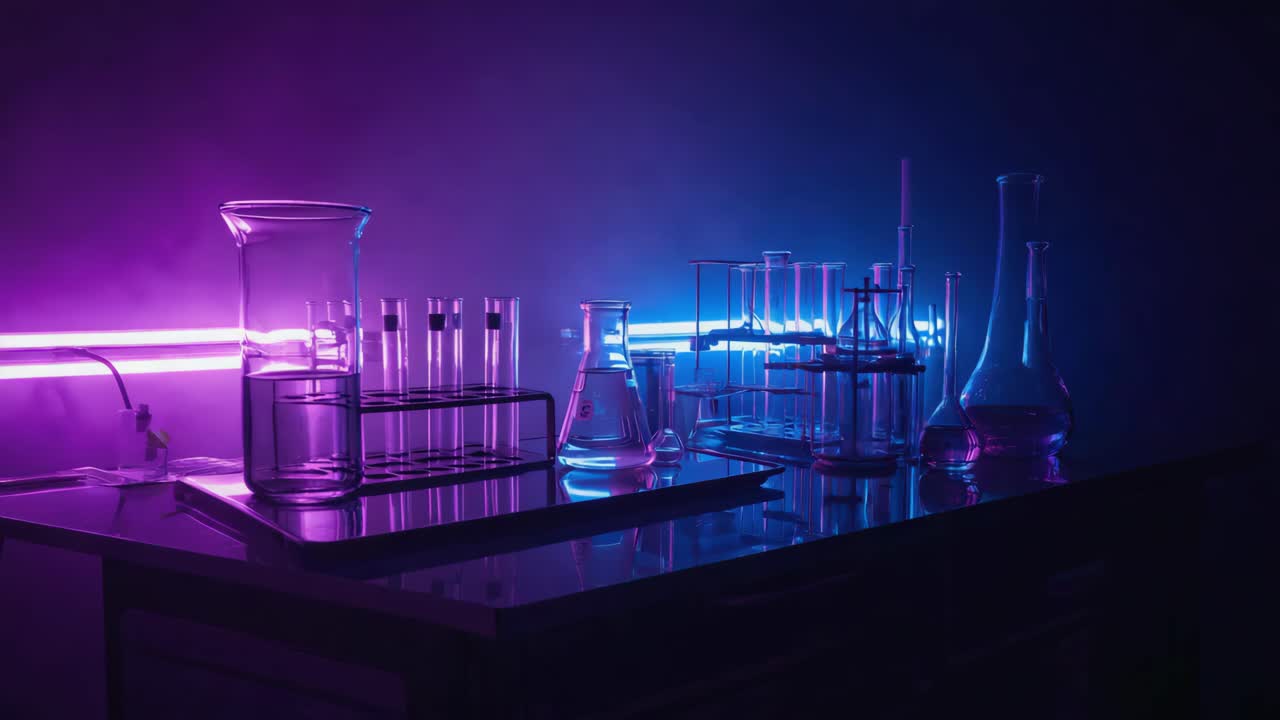 Laboratory Glassware with Neon Lighting