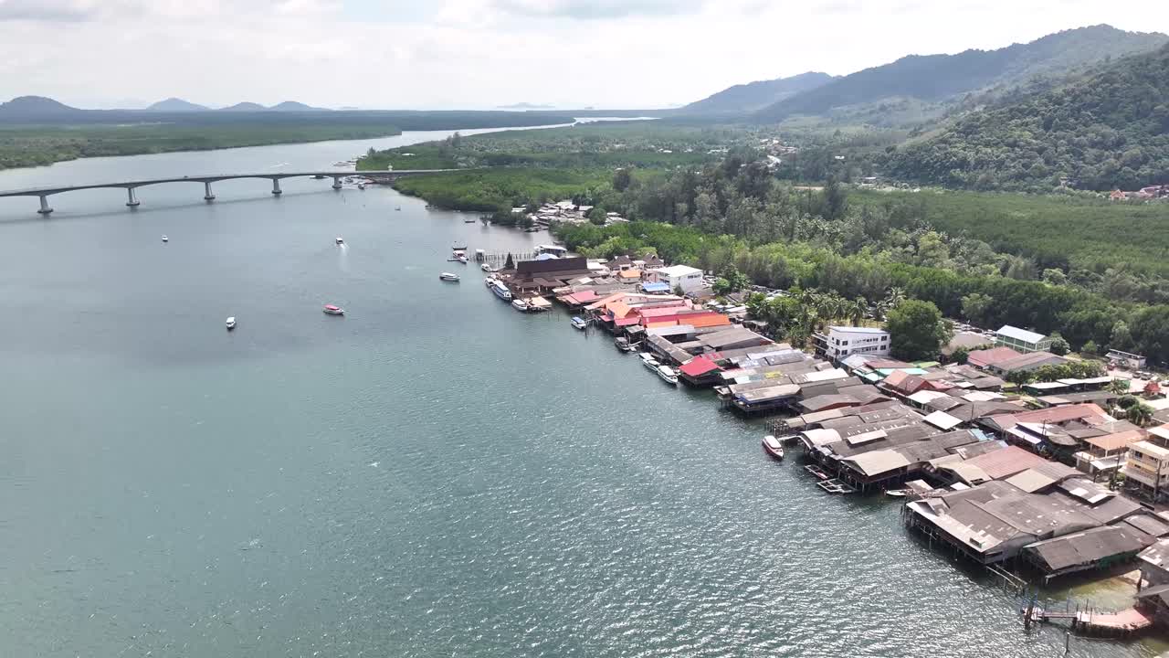 Coastal Island Town Above View In Koh Lanta, Krabi Province, Thailand. Aerial Drone Shot