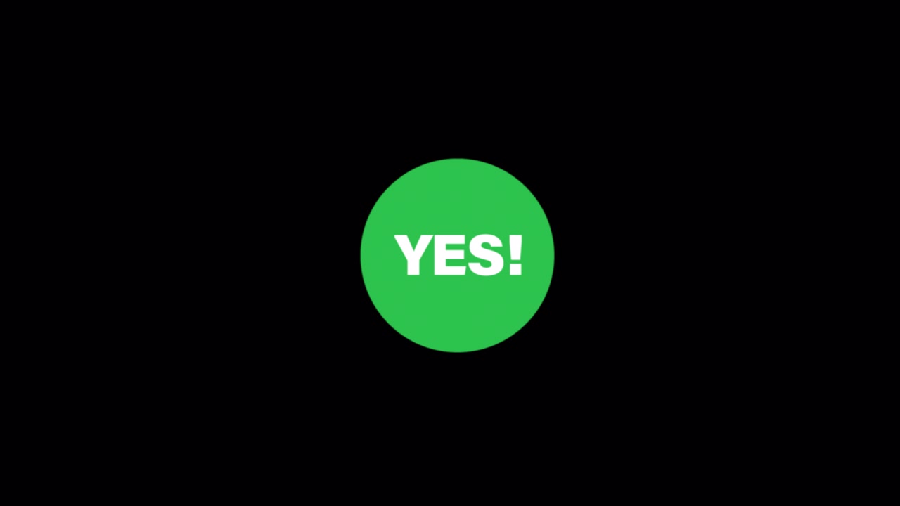 Animated Green Circle with Pulsating 'YES!' Text
