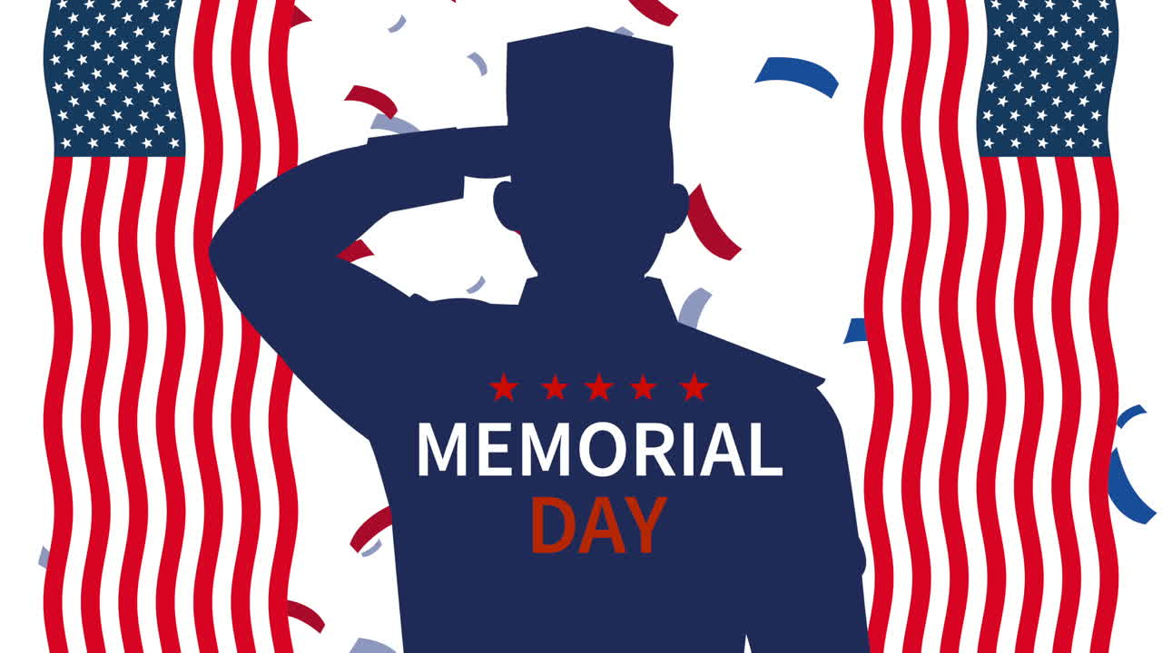 해피 메모리얼 데이: 군인 실루과 미국 발